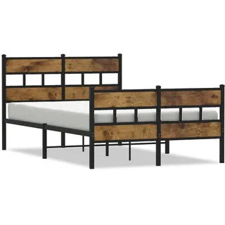 vidaXL Metallbett ohne Matratze Räuchereiche 120x200 cm - Braun