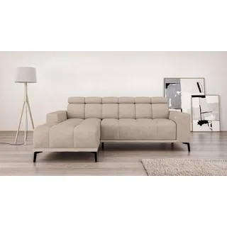 Home affaire Ecksofa »CAZIE, Designsofa, L-Form, trendige Bubble-Optik,« L-Form mit Wellenunterfederung, Recamiere rechts/links bestellbar, beige