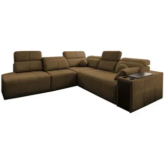 Kaiser Möbel Ecksofa Mindy IX Mit Schlaffunktion, Verstellbarer Rückenlehne Stoff Verita Braun Links , Holz , L-Form, Ottomane links, Ottomane rechts,L-Form , 300x288 cm , Wohnzimmer, Sofas & Couches, Wohnlandschaften, Ecksofas