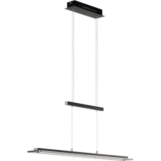 Fischer & Honsel Pendelleuchte, Tenso TW | sandschwarz/chrome-/ rauchfarben | L: 115 cm, B: 9 cm | Höhe 80-150 cm | stufenlos dimmbar | Farbtemperatureinstellung 3 Stufen | 60992 | EEG: F