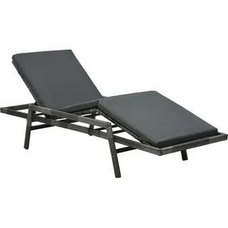 The Living Store Sonnenliege mit Auflage Poly Rattan Grau - Grau