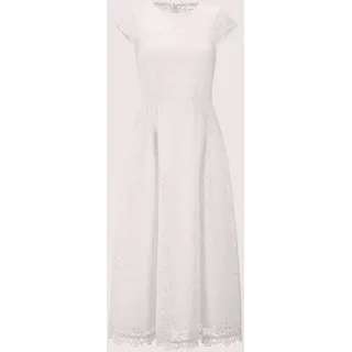 Midikleid MADELEINE "Spitzenkleid Romantisches Festtagskleid mit Spitzenborte", Damen, Gr. 42, N-Gr, weiß (perlweiß), Obermaterial: 100% Polyester PES., Modern, normal, Kleider Midikleid