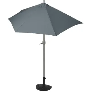 MCW Sonnenschirm I Halbrund UV 50+ Anthrazit , Textil , 260x135 cm , Sonnenschutz, Sonnenschirme