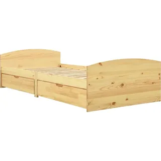 vidaXL Massivholzbett mit 2 Schubladen Kiefernholz 90x200 cm - Braun