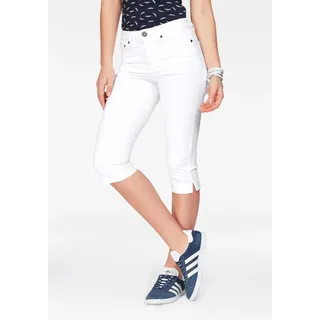 Caprijeans ARIZONA "mit Schlitz am Saum", Damen, Gr. 52, N-Gr, weiß, Denim/Jeans, Obermaterial: 98% Baumwolle, 2% Elasthan, clean, Basic, schmal, Jeans Caprijeans, schmale Passform, mit stylischen Nieten, hohe Taille