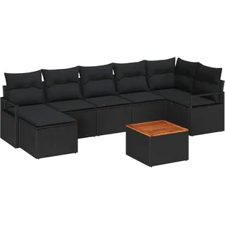 vidaXL Gartensofa-set 8 stk. Schwarz Poly-Rattan - Schwarz