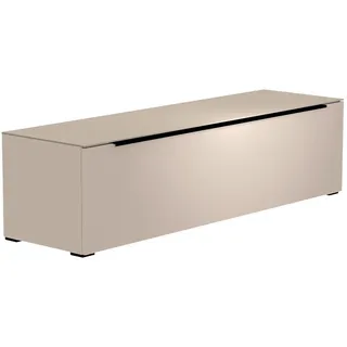 Moderano Lowboard , Schwarz, Sandfarben , Kunststoff , 2 Fächer , 160x43x45 cm , Beimöbel erhältlich, Abdeckplatte aus Glas , Holzmöbel, Wohnwände Holz, Wohnwand Serien Holz