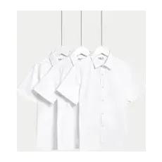M&S Collection Plus Fit- Lot de 3chemises garçons repassage facile, idéales pour l'école (du 4au 18ans) - White, White - 7-8 Y