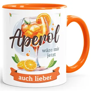 MoonWorks® Tasse mit Spruch Aperol wäre mir jetzt auch lieber Büro Alkohol Geschenk Freundin Kollegin weiss-innen-orange standard