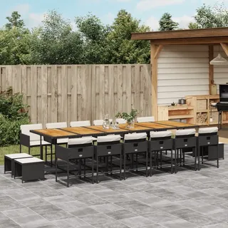Design Gartenmöbel Set Balkonmöbel-Set 17-tlg. Garten-Essgruppe mit Kissen Schwarz Poly Rattan - Gartenmöbelgarnituren 2025 Neu2484172 7parcel - Schwarz