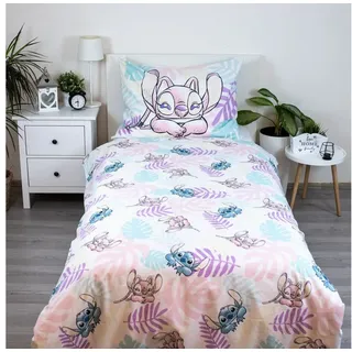 Jerry Fabrics Stitch & Angel Wende-Bettwäsche-Set, Bettbezug 140 x 200 cm und Kissenbezug 70 x 90 cm, 100 % Baumwolle, Motiv Blätter