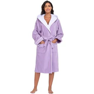 YEAUPE PRO Bademantel Damen Frottee mit Kapuze, Geschenkbox, Baumwolle 100%, Bademäntel für Bade, Sauna, Schwimmen, Morgenmantel, Damen Frottier-bademantel OEKO-TEX, Bathrobe Women, Lavendelviolett