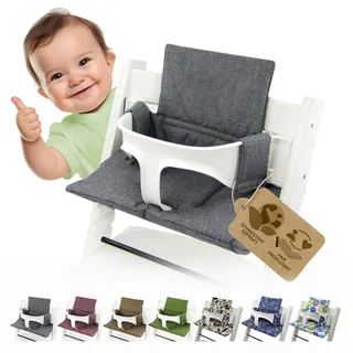 Sitzkissen Ersatzbezug Bezug Kissen-Set Sitzverkleinerer kompatibel mit Stokke Tripp Trapp für Hochstuhl-Kinderstuhl Mod. 2 (org. dunkelgrau)