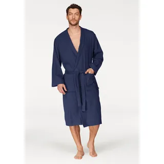 Unisex-Bademantel OTTO HOME "Travel, ideal für Sauna & Spa, Hotelbademantel, Morgenmantel" Gr. M, blau (marine), L:120cm, Leichtfrottee, Hausmäntel, Unisex-Bademantel, für Damen & Herren, leichte Qualität, langer Bademantel, S-3XL, Topseller