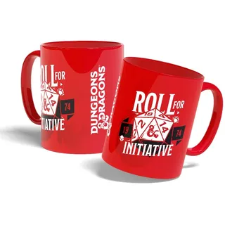 Konix Dungeons & Dragons Becher - Keramikbecher - 320 ml - Motiv Roll for Initiative“ - Rot