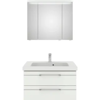Saphir Badmöbel-Set "Balto Sprint 2-teilig, Mineralmarmor-Waschtisch mit LED-Spiegelschrank" 2 Stk. tlg., weiß hochglanz, weiß glanz