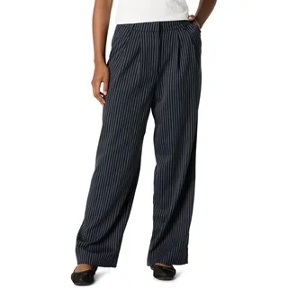 The Drop Nancy Pleat Front Wide Leg Trouser Hose, Marineblaue Nadelstreifen, XL