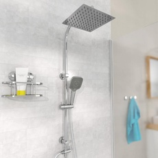 Bild von EASY DELUXE Duschset, Duschsystem ohne Armatur 2 in 1 mit großer Edelstahl Regendusche (300 x 300 mm) und Handbrause, Regendusche ohne Armatur ideal zum Nachrüsten, inkl. Duschabzieher DX12011