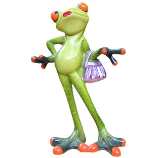 NUOBESTY Frosch Figuren Statue mit Tasche Harz Frosch Ornament Gartenfigur Dekofigur Teichdeko Frösche Gartenzwerge für Außen Balkon Geburtstag Hochzeit Halloween Party Tischdeko Grün