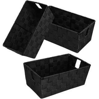 homyfort Flechtkorb Aufbewahrungskorb 29 x 16,5 x 11,4 cm schwarz