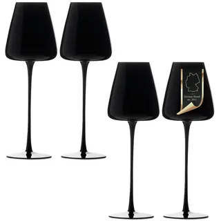 Intirilife Weinglas-Set 500 ml (4er Set) , Schwarz , Glas , 0.5 L , leicht zu reinigen , Gläser, Weingläser