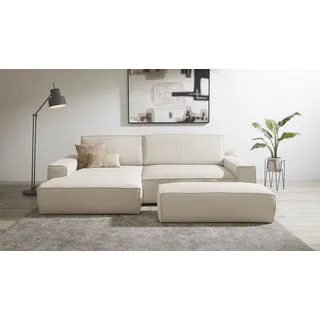 Polsterecke OTTO HOME "SHERWOOD XXL tief, L-Form, Schlaffunktion, Bigsofa, Cord, Leinenoptik", beige (hellbeige), B:284cm H:90cm T:135cm, 100% Polyester, Sofas, Polsterecke, stellbar zum Schlafsofa (Krokodilverbinder), Cord, Leinenoptik