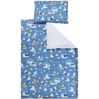 TupTam Kinder Bettwäsche Gemustert 2-Teilig Wendebettwäsche, Farbe: Traktoren/Regenbögen/Blau/Grau, Größe: 135x100 cm