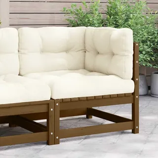 vidaXL Garten-Ecksofa mit Creme Kissen Massivholz Kiefer - Braun