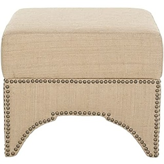 SAFAVIEH Upholstered Ottoman, in Beige, 50 X 50 X 40