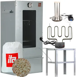 ITA Elektrischer Räucherofen 7000 - Smoker Set mit Heizung, Tisch, Rauchgenerator - Räucherschrank mit Fenster & Thermometer - Legierter Stahl - EU Qualität, Direkt vom Hersteller