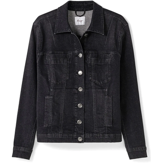 Jeansjacke SHEEGO, Damen, Gr. 46, schwarz (schwarz used denim), 98% Baumwolle, 2% Elasthan, unifarben, Jacken Jeansjacke