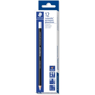 Staedtler Lumocolor glasochrom 108 Trockenmarker weiß, 12er-Pack (108 20-0#12)