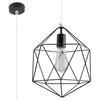 Sollux Lighting Geometrische Home Office Beleuchtung Kreative Beleuchtung Minimalistische Dekoration Glühlampenfrei Aus Stahl gefertigt Pendelleuchte Gaspare Schwarz Größe 30x30x132 - Schwarz