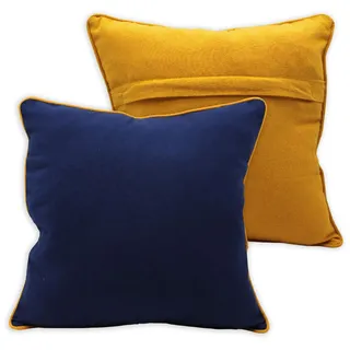 HOME ELEMENTS Kopfkissenbezug mit Bordüre 40 x 40 cm, dunkelblau + gelb - Gelb