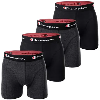 Boxershorts CHAMPION "Boxershort 4er Pack", Herren, Gr. M, schwarz (schwarz, grau meliert), Obermaterial: 95% Baumwolle CO. 5% Elasthan EL., Unterhosen Boxershorts
