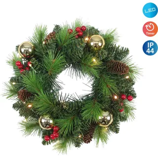 Künstliche Weihnachtskranz mit Beleuchtung LED Türkranz Weihnachten 5303558 - Grün