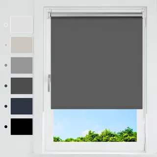 HOMEDEMO Verdunklungsrollo ohne Bohren, Thermorollo Klemmfix Verdunkelungsrollo für Fenster & Tür, Rollo Verdunkelung Sonnenschutz & Sichtschutz, Dunkelgrau, B45 × H170 cm