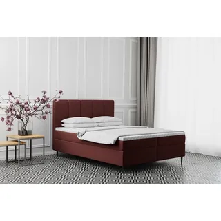 kaiser möbel Boxspringbett mit bettkasten matratze ADEL stoff Monolith Rotwein 140x200 cm - Rot