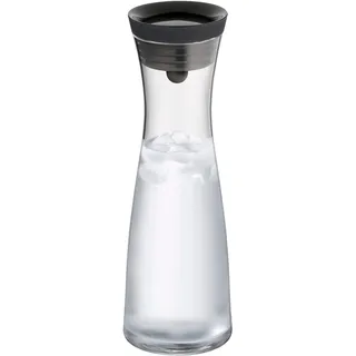 WMF "Basic für Kalt- und Warmgetränke, Silikonrand, 1 l Fassungsvermögen", Close-Up-Verschluss ink. integriertem Sieb, spülmaschinengeeignet, schwarz, transparent),