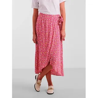 Pieces Tala Wrap Midirock - Beetroot Purple / Aop Small Flower - M