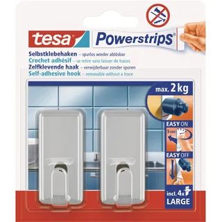 Tesa Garderobenhaken Tesa Powerstrips Large Classic Chrom