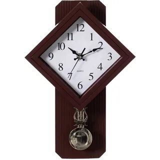 Traditionelle braune quadratische Wanduhr aus Kunststoff für Wohnzimmer, Küche oder Esszimmer