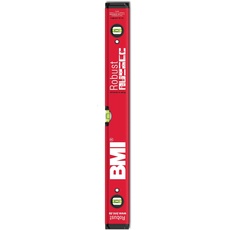 BMI Alu-Wasserwaage Robust rot (Länge 120 cm, Messgenauigkeit 0,5 mm/m, breites/hohes Profil, Gummi-Endkappen, ultraschallverschweißte Libellen) 638120PS