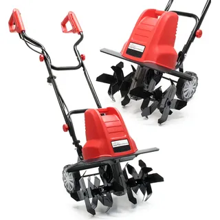 Wiltec Elektro Gartenhacke 1500 W mit 400 U/min, elektrische Gartenfräse mit 220 mm Arbeitstiefe, Motorhacke mit 24 Klingen, Bodenfräse auf Rädern