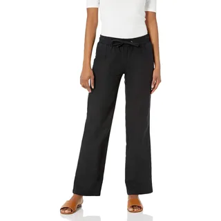 Amazon Essentials Damen Hose aus Leinenmischung, Kordelzug, entspannte Passform, weites Bein (erhältlich in Übergröße), Schwarz, Größe XXL