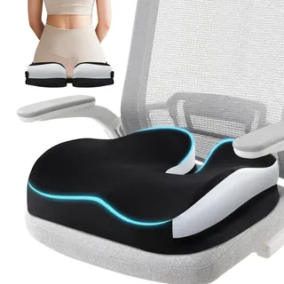 Sitzkissen – Ergonomisches Verdicktes Memory-Schaum Sitzkissen Bürostuhl, Abnehmbarer Riemen & Rutschfestes Autositzkissen für Bürostuhl, Gamingstuhl & Rollstuhl, Unterstützung bei langem Sitzen