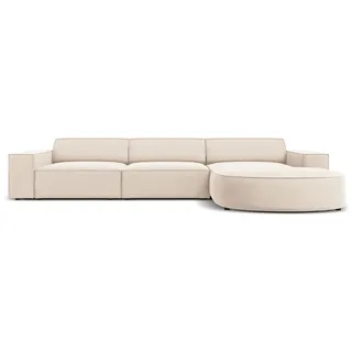 Micadoni Ecksofa rechts Jodie aus Samt leichtes beige 4 Sitzplätze , Beige , Textil , L-Form , 284x166 cm , Hergestellt in Europa, Oeko-Tex® , Wohnzimmer, Sofas & Couches, Wohnlandschaften, Ecksofas