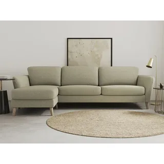 Home Affaire Ecksofa »MARSEILLE (279/152cm),L-Form, Rec. rechts/links, verschiedene Bezüge« Massivholzbeine Eiche, Landhausstil, Wellenunterfederung