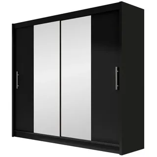 Mirjan24 Kleiderschrank London Ii , Schwarz , Holzwerkstoff , Rechteckig , 180x215x58 cm , Schlafzimmer, Kleiderschränke