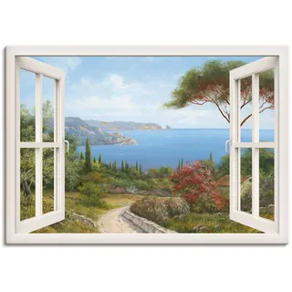 Artland Wandbild "Fensterblick - Haus am Meer I" Fensterblick 1 Stk. tlg. als Leinwandbild, Poster in verschied. Größen, farbe bild(er): weiß